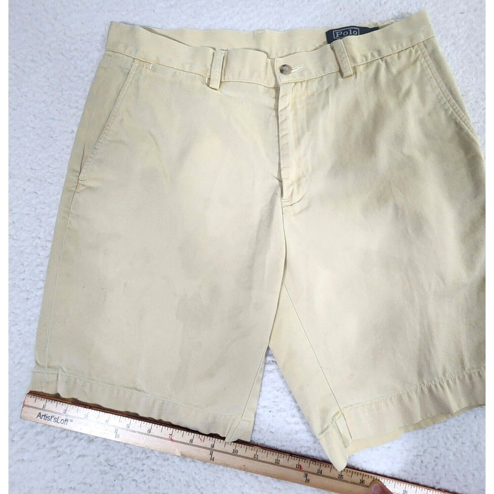 Polo Ralph Lauren Classic Fit 9" Shorts Men's 33 Light Yellow Cotton Chino - Picture 10 of 12